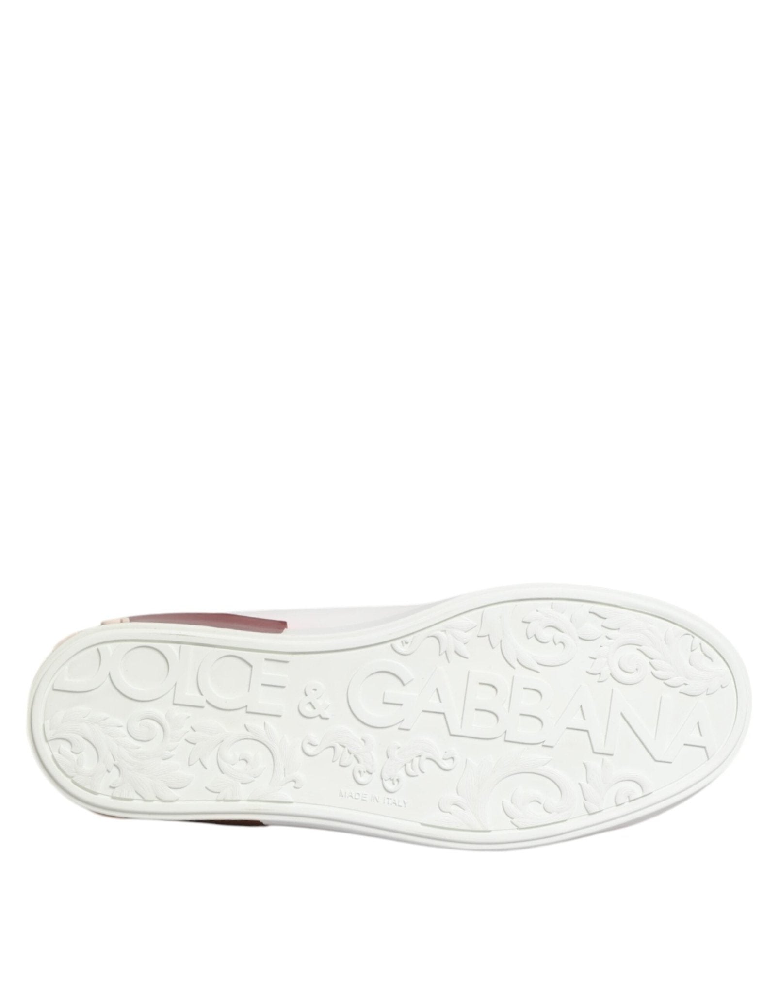 Dolce & Gabbana White Red Leather Lace Up Sneakers Shoes - RIMODA