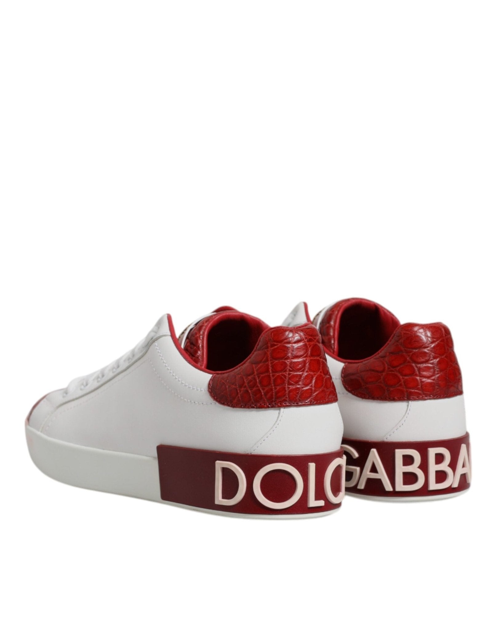 Dolce & Gabbana White Red Leather Portofino Men Sneaker Shoes - RIMODA