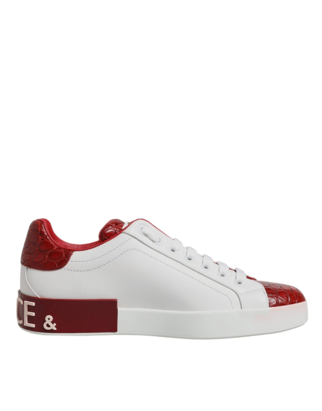 Dolce & Gabbana White Red Leather Portofino Men Sneaker Shoes - RIMODA
