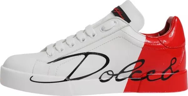 Dolce & Gabbana White Red Logo Portofino Sneakers Shoes - RIMODA