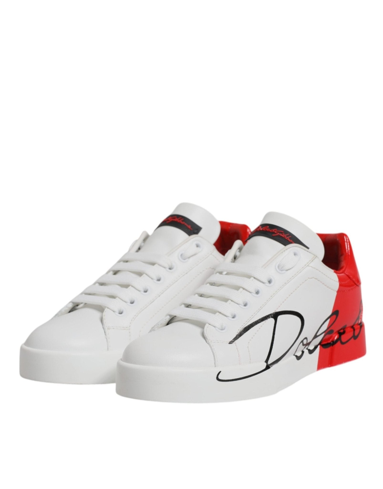 Dolce & Gabbana White Red Logo Portofino Sneakers Shoes - RIMODA