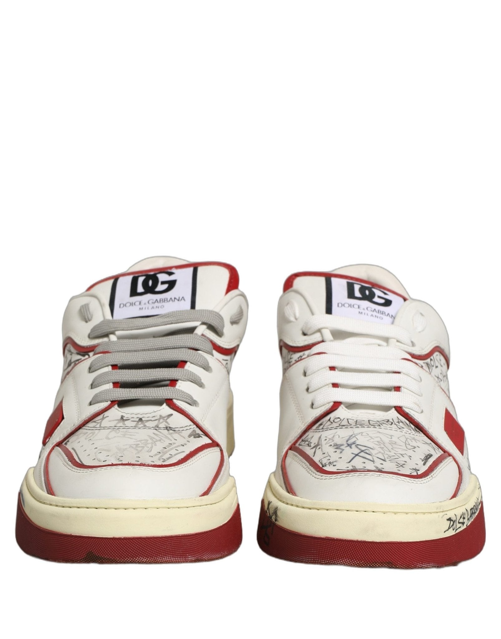 Dolce & Gabbana White Red New Roma Graffiti Sneakers Shoes - RIMODA
