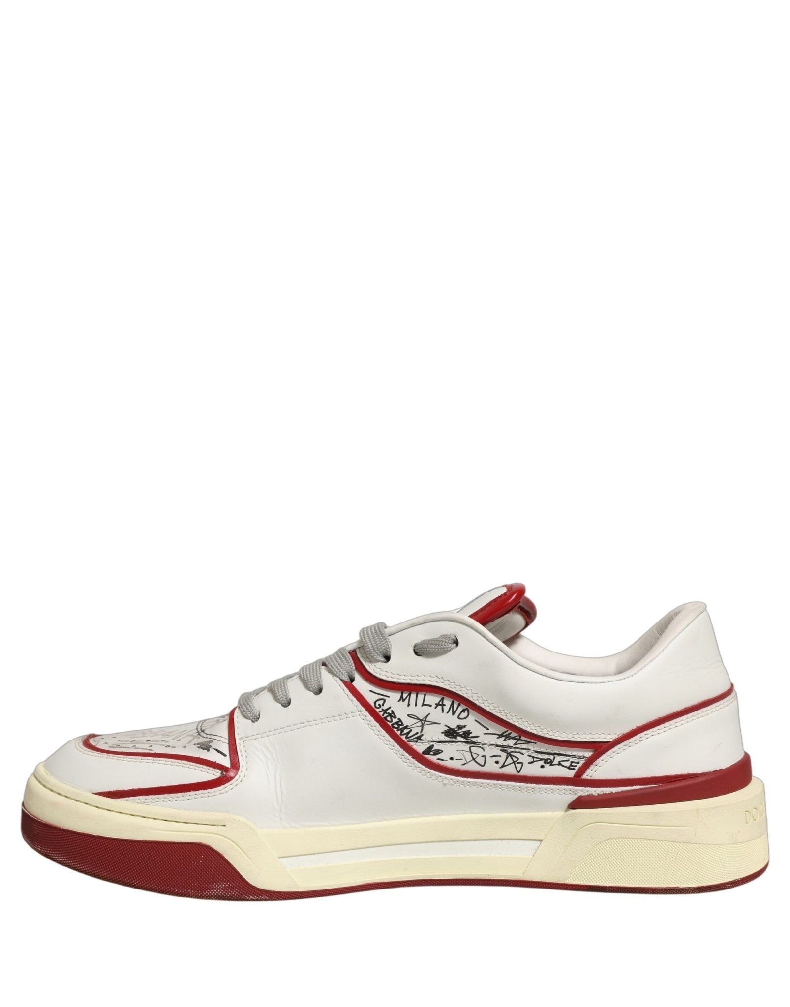 Dolce & Gabbana White Red New Roma Graffiti Sneakers Shoes - RIMODA