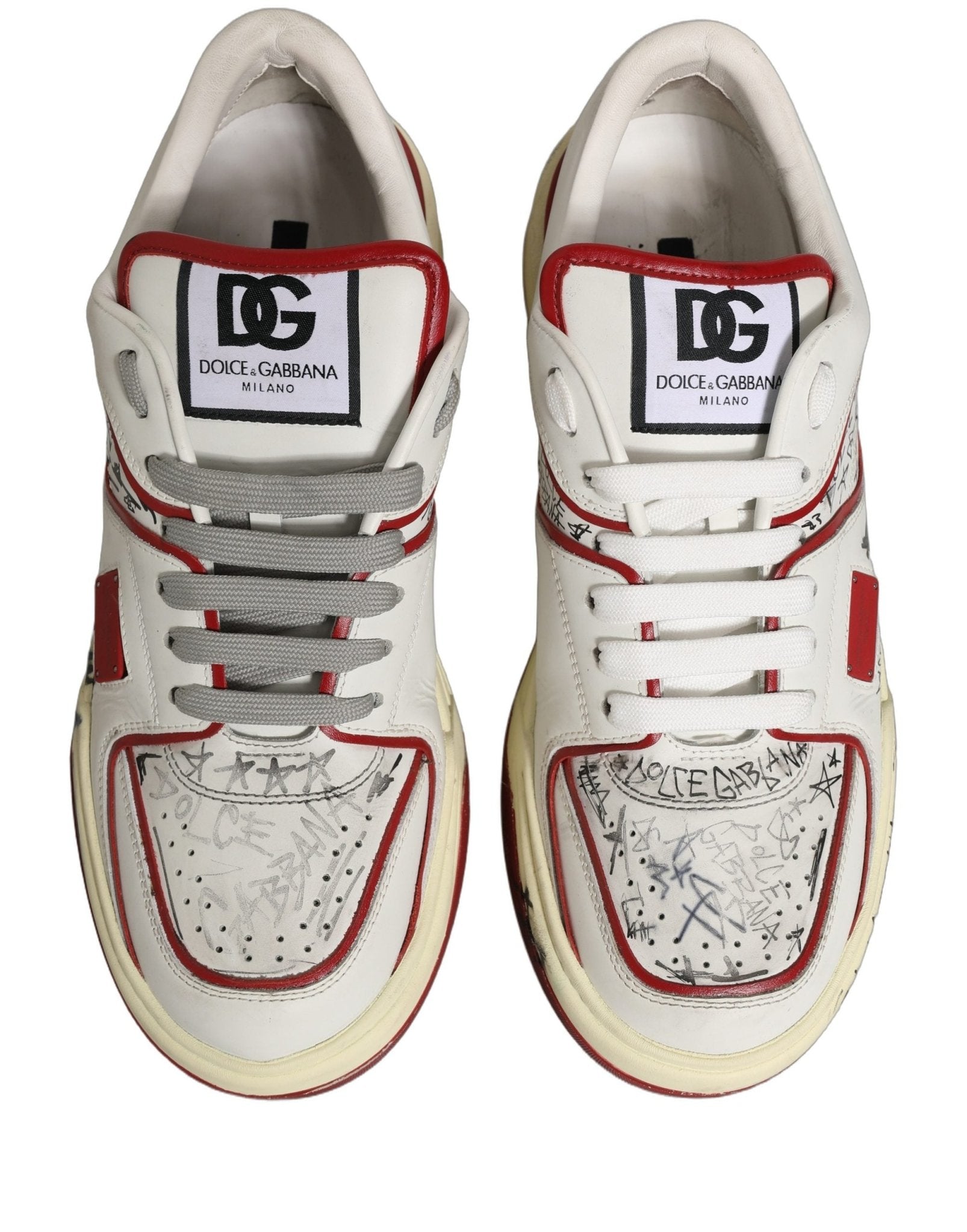 Dolce & Gabbana White Red New Roma Graffiti Sneakers Shoes - RIMODA