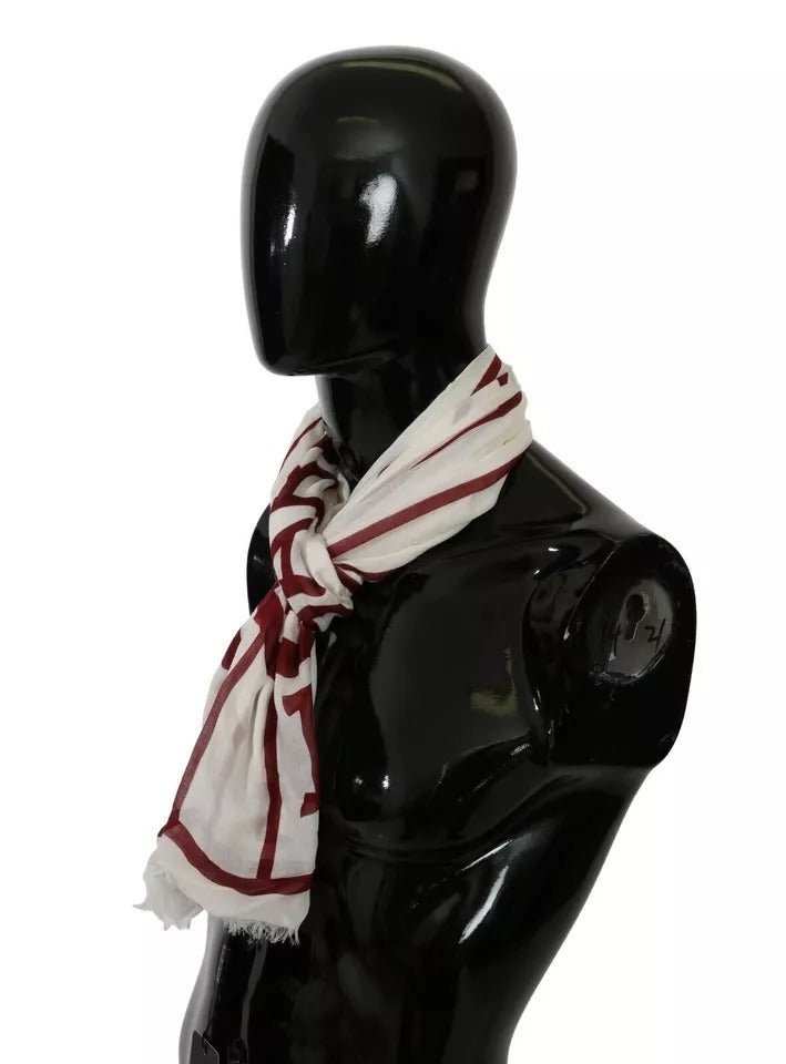 Dolce & Gabbana White Red Printed Wrap Shawl Modal Scarf - RIMODA