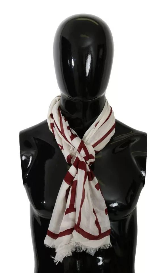 Dolce & Gabbana White Red Printed Wrap Shawl Modal Scarf - RIMODA