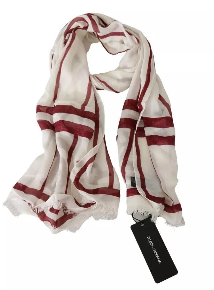 Dolce & Gabbana White Red Printed Wrap Shawl Modal Scarf - RIMODA