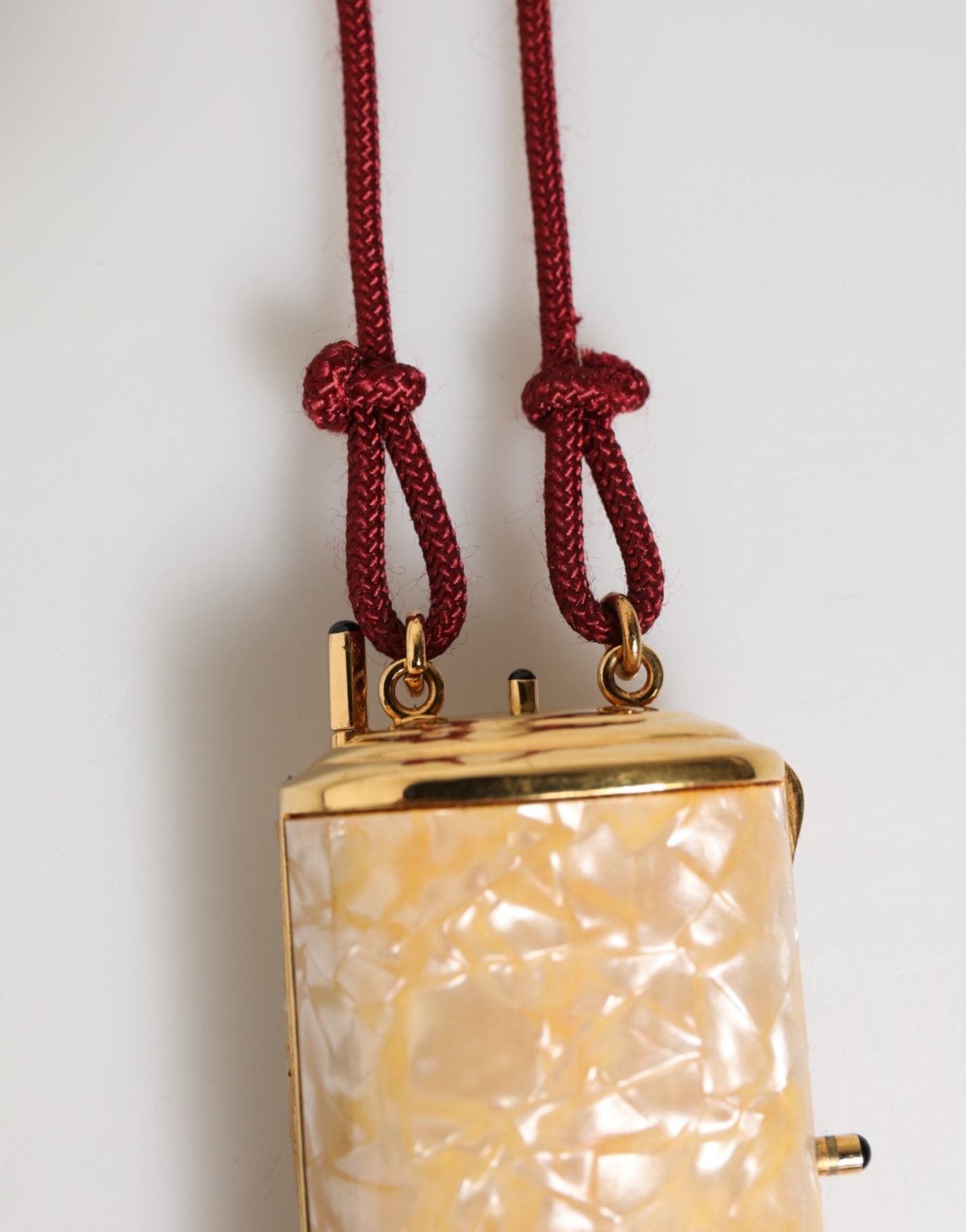 Dolce & Gabbana White Resin Gold Metal Crossbody Mini Purse Tassel Bag - RIMODA