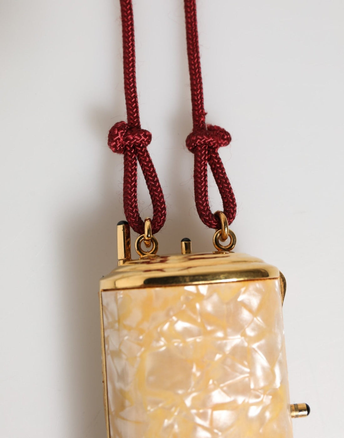 Dolce & Gabbana White Resin Gold Metal Crossbody Mini Purse Tassel Bag - RIMODA