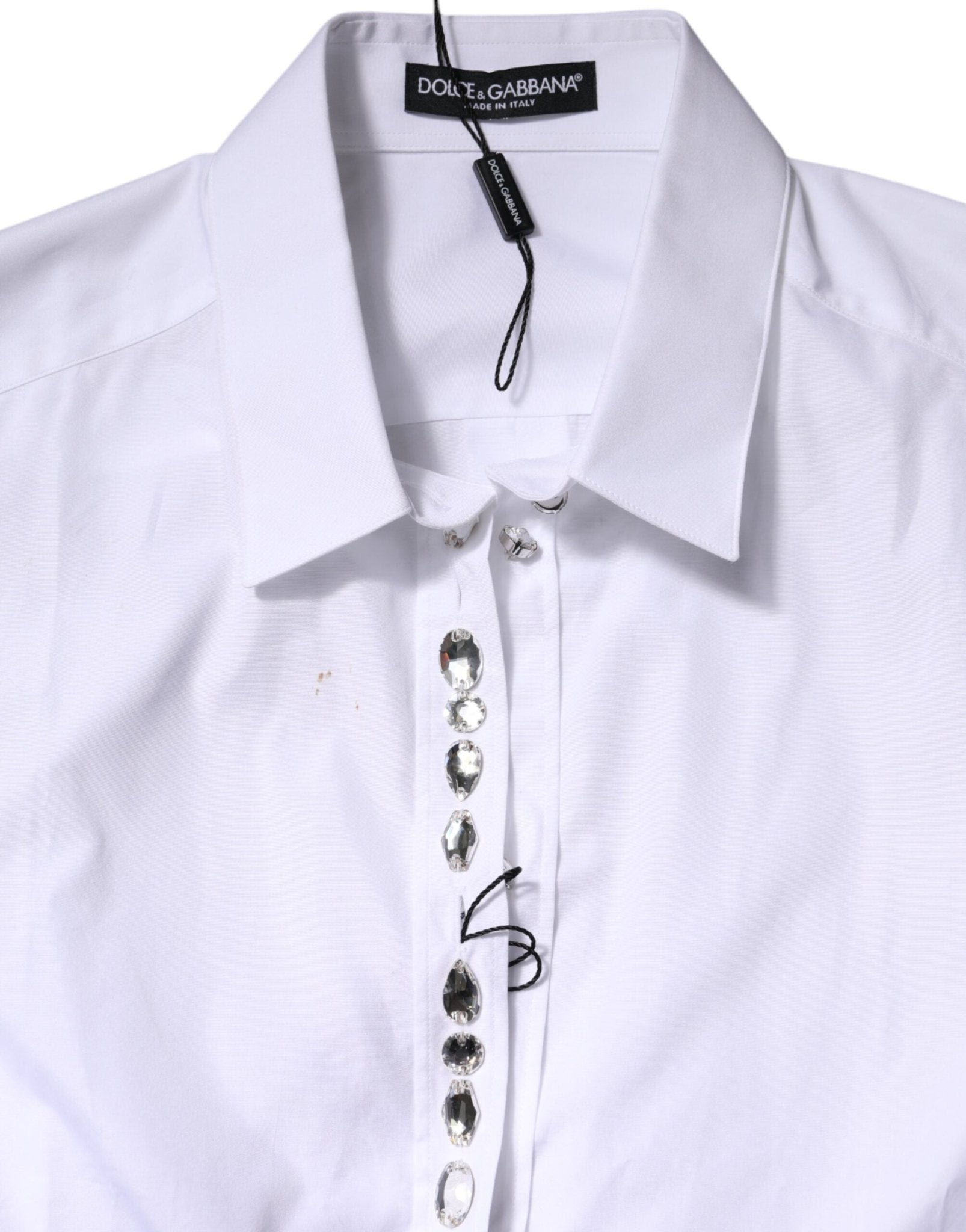 Dolce & Gabbana White Rhinestone Embellish Long Sleeves Top - RIMODA