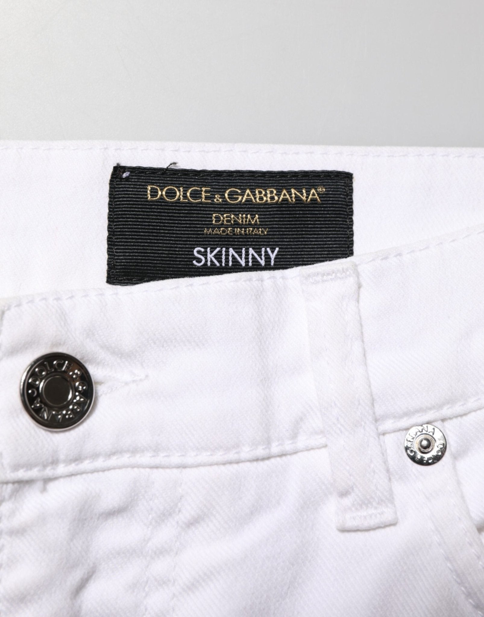 Dolce & Gabbana White Ripped Cotton Skinny Men Denim Jeans - RIMODA