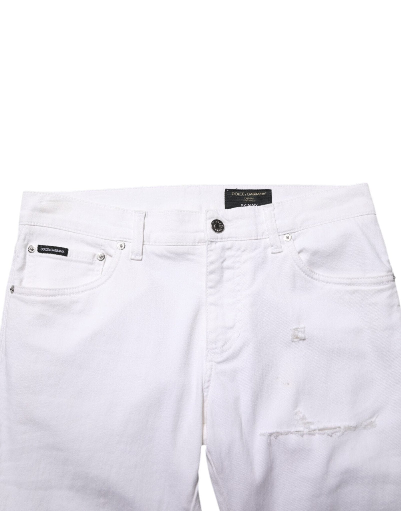 Dolce & Gabbana White Ripped Cotton Skinny Men Denim Jeans - RIMODA