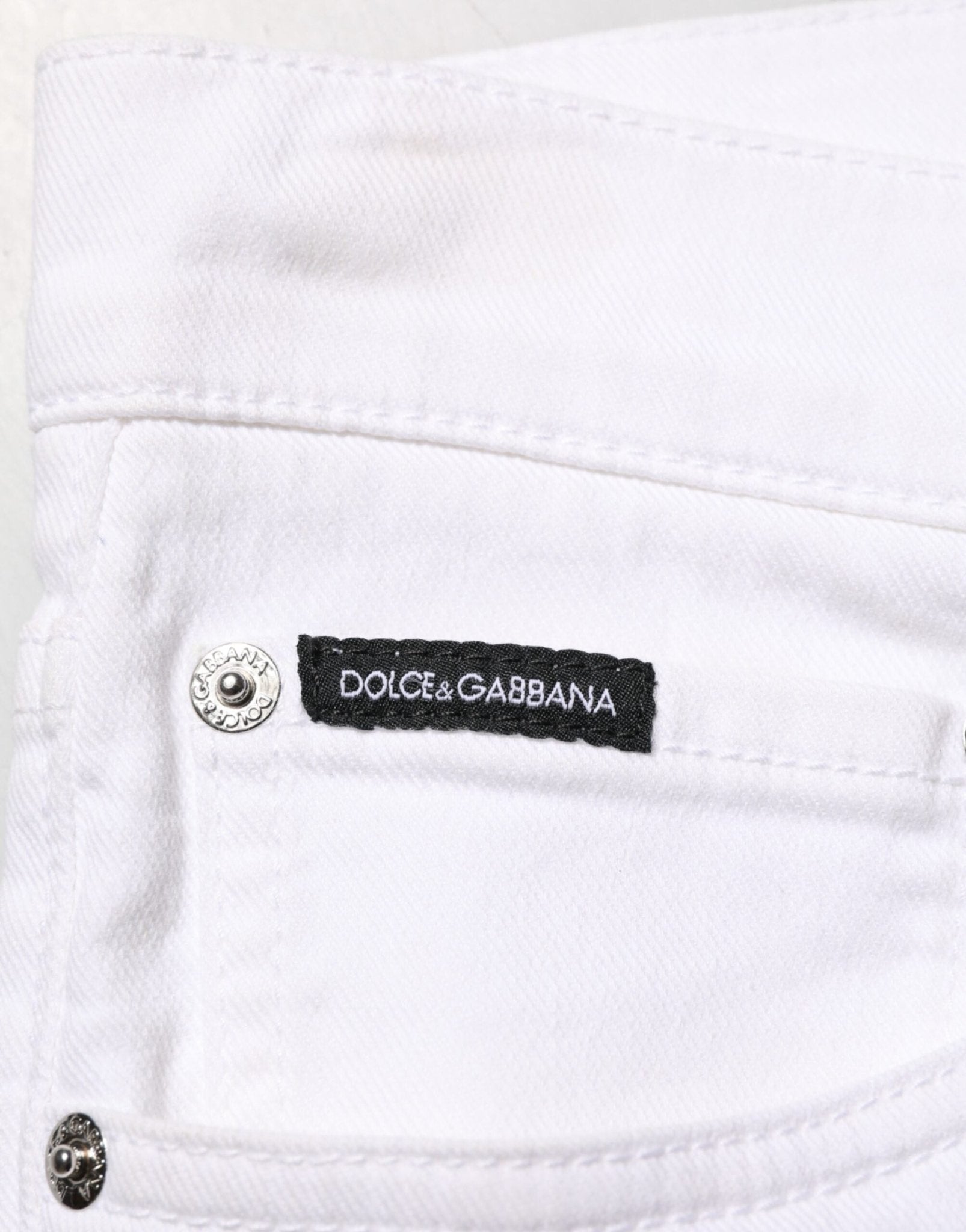 Dolce & Gabbana White Ripped Cotton Skinny Men Denim Jeans - RIMODA