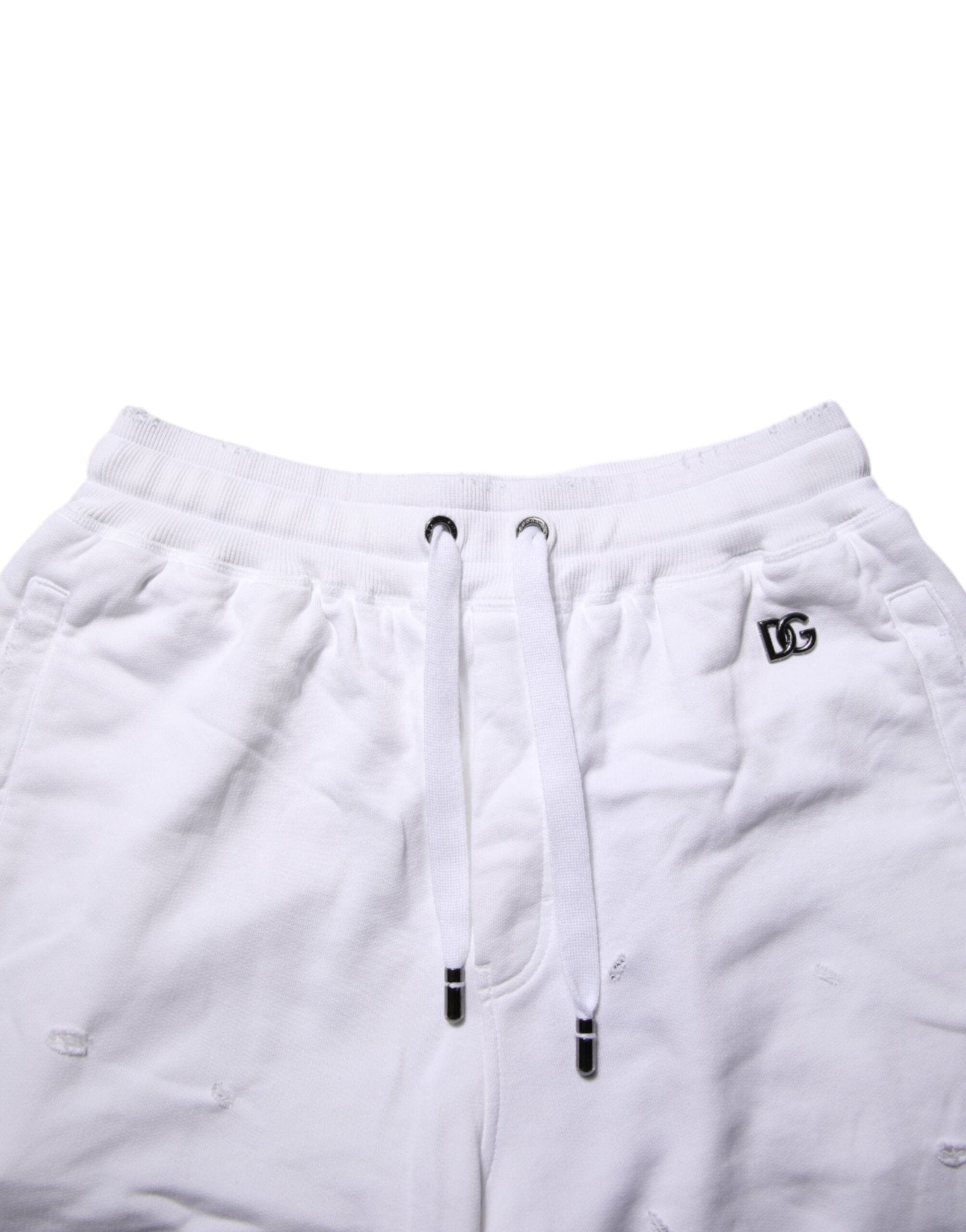 Dolce & Gabbana White Ripped Mid Waist Casual Bermuda Short - RIMODA