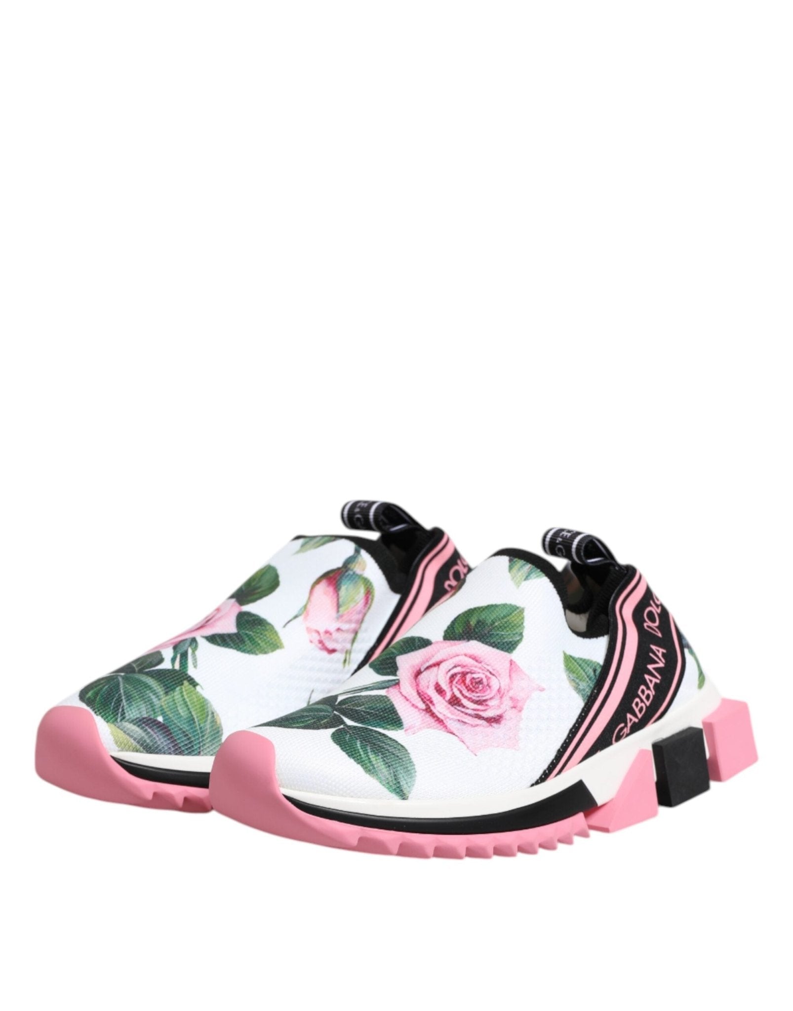 Dolce & Gabbana White Rose Print Sorrento Sneakers Shoes - RIMODA