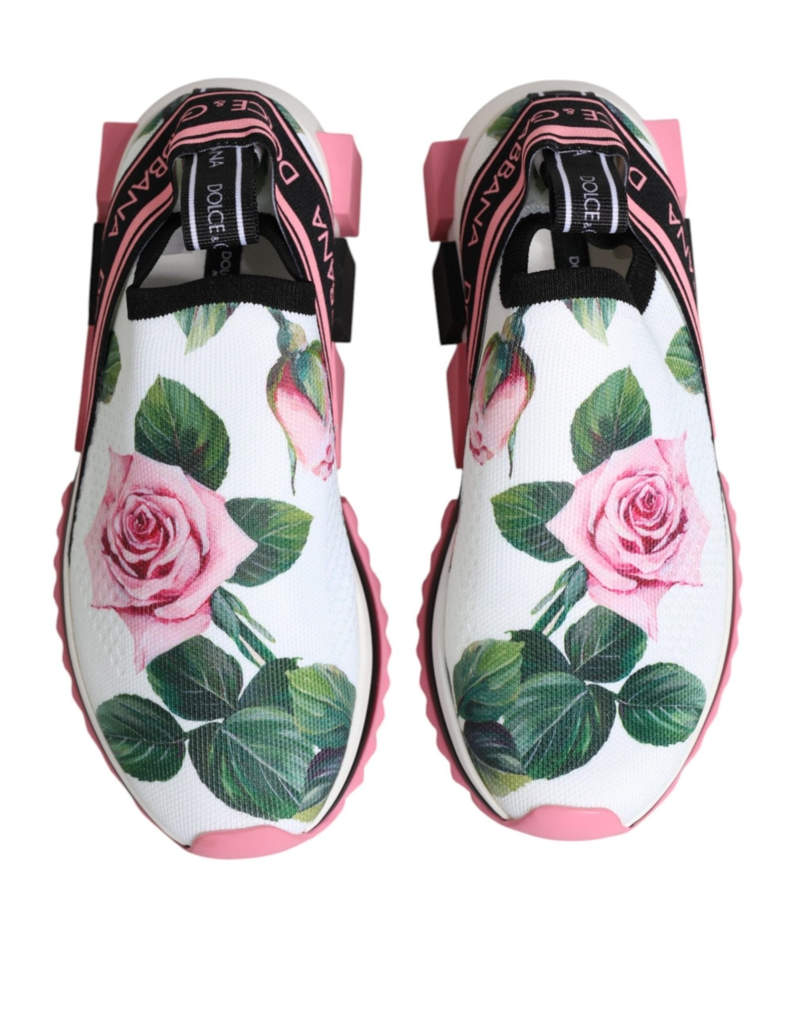 Dolce & Gabbana White Rose Print Sorrento Sneakers Shoes - RIMODA