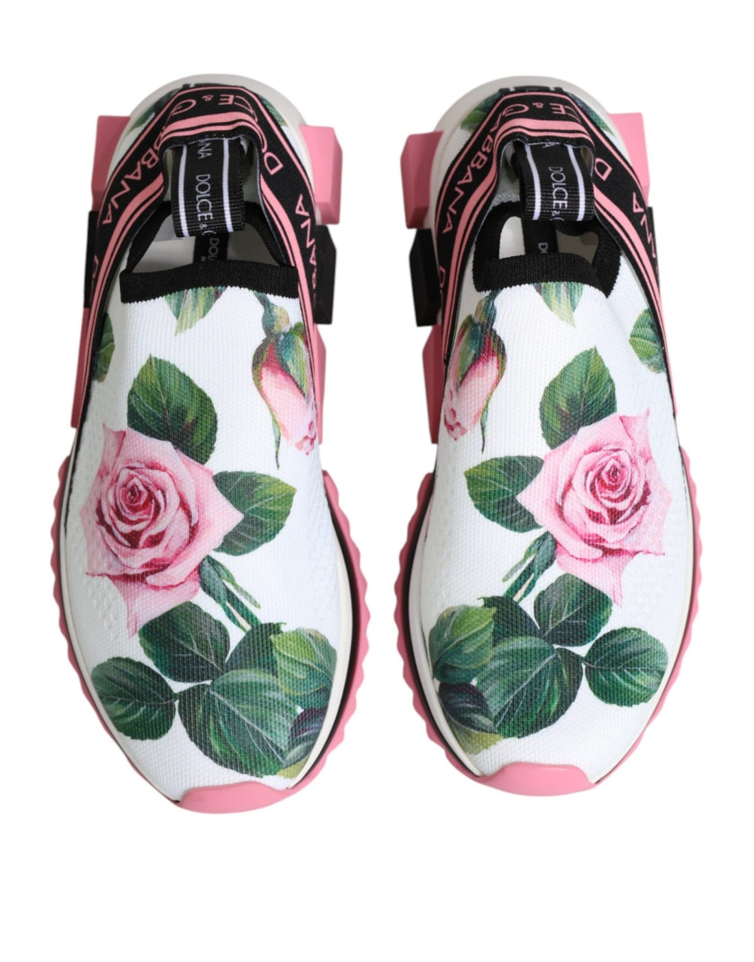 Dolce & Gabbana White Rose Print Sorrento Sneakers Shoes - RIMODA