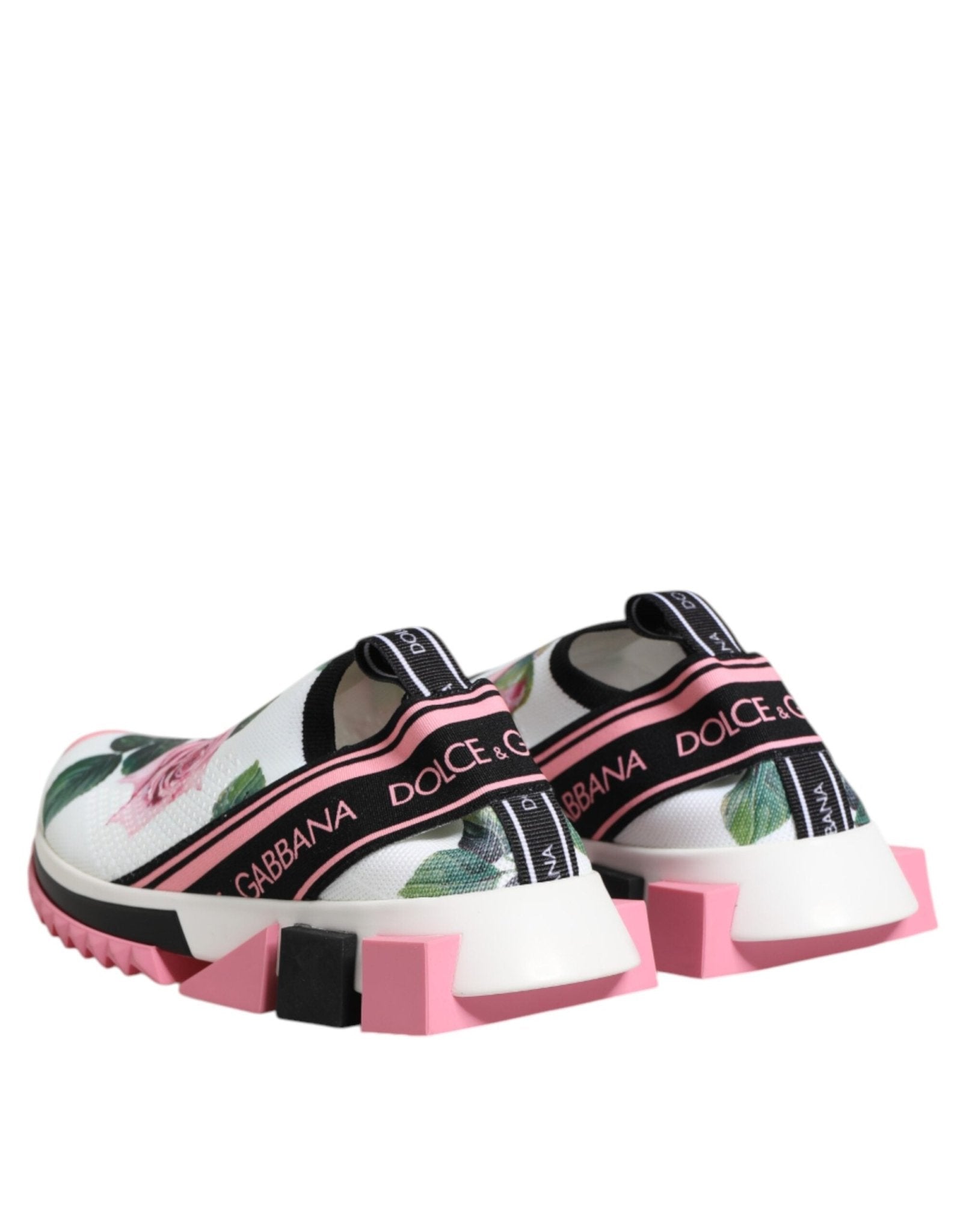 Dolce & Gabbana White Rose Print Sorrento Sneakers Shoes - RIMODA