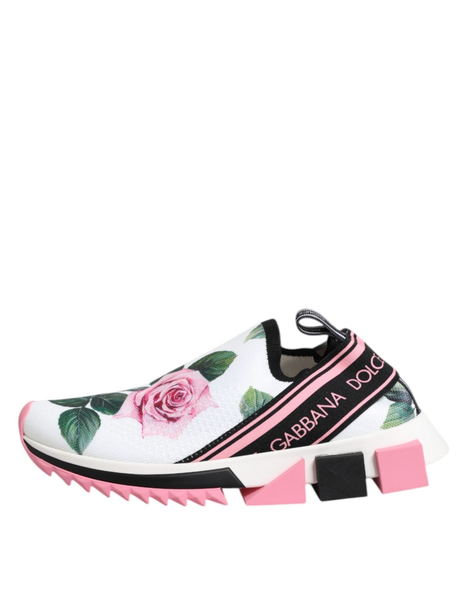 Dolce & Gabbana White Rose Print Sorrento Sneakers Shoes - RIMODA