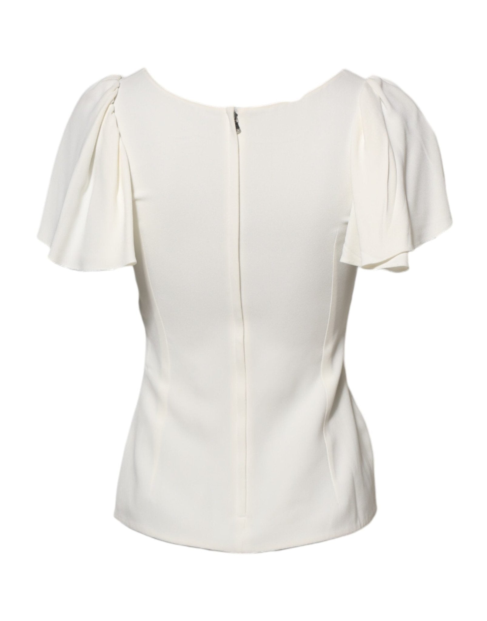 Dolce & Gabbana White Round Neck Short Sleeves Blouse Top - RIMODA