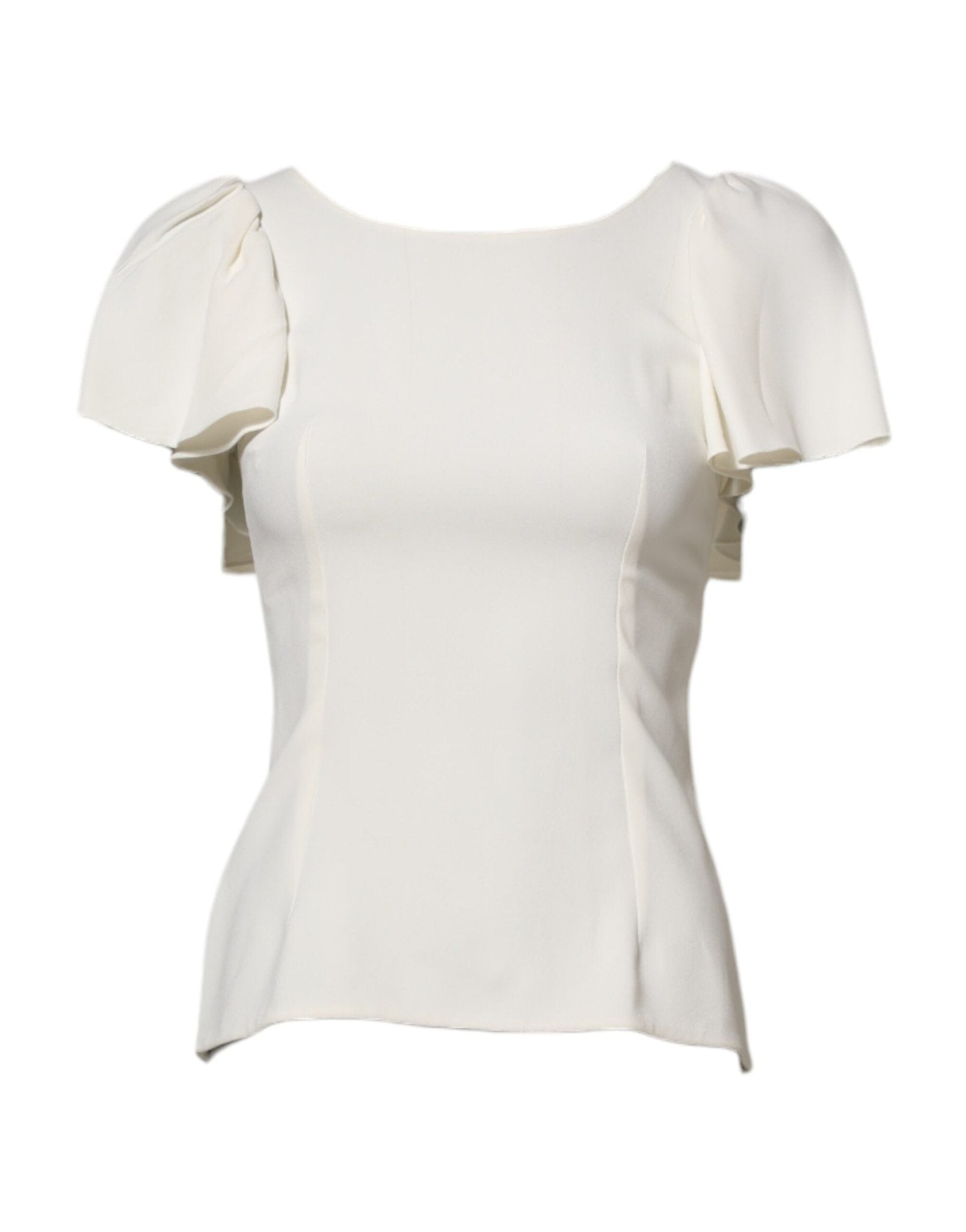 Dolce & Gabbana White Round Neck Short Sleeves Blouse Top - RIMODA