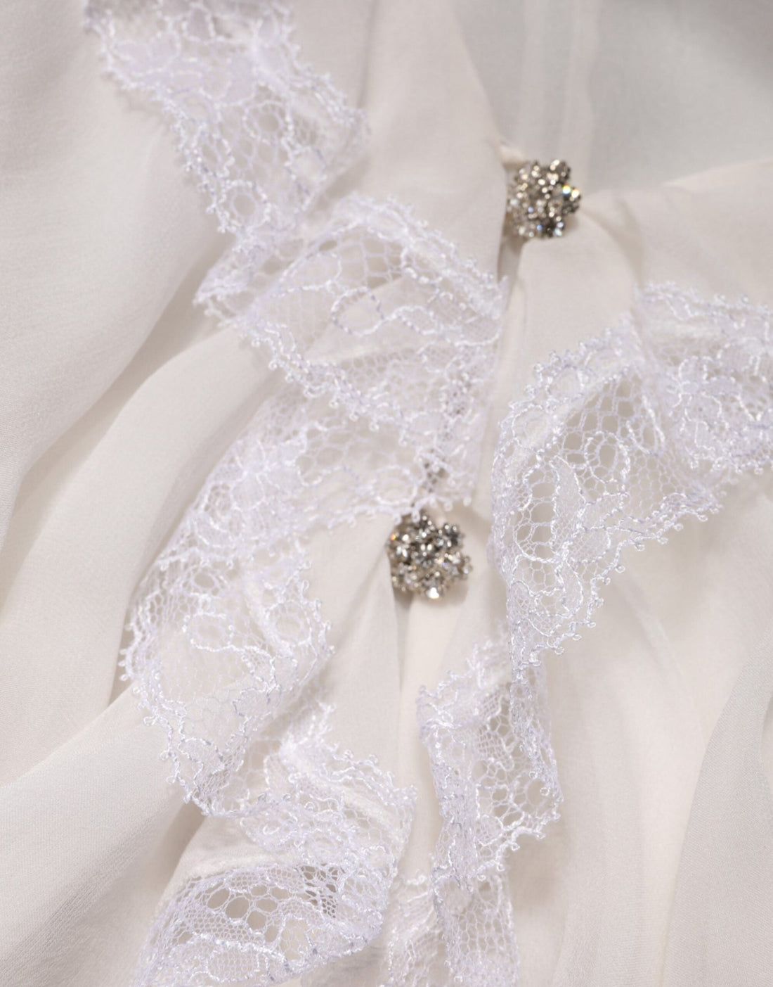 Dolce & Gabbana White Ruffles Lace Long Sleeve Blouse Top - RIMODA