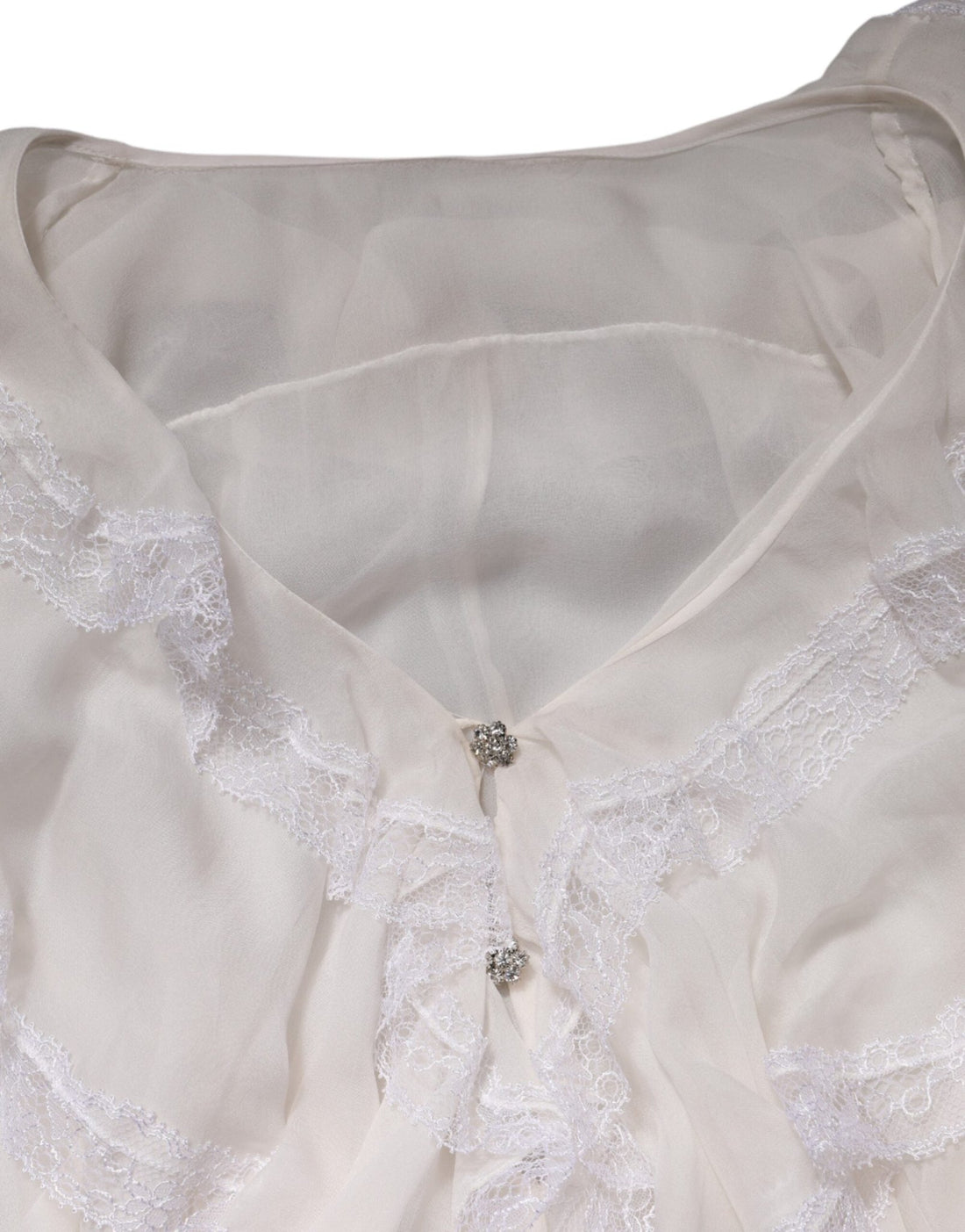 Dolce & Gabbana White Ruffles Lace Long Sleeve Blouse Top - RIMODA