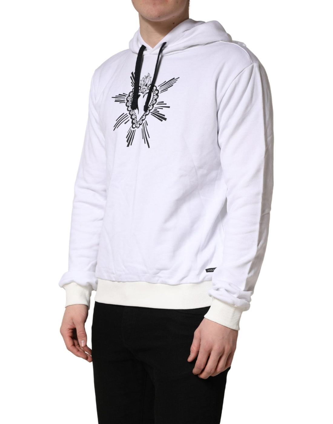 Dolce & Gabbana White Sacred Heart Hooded Sweatshirt Sweater - RIMODA