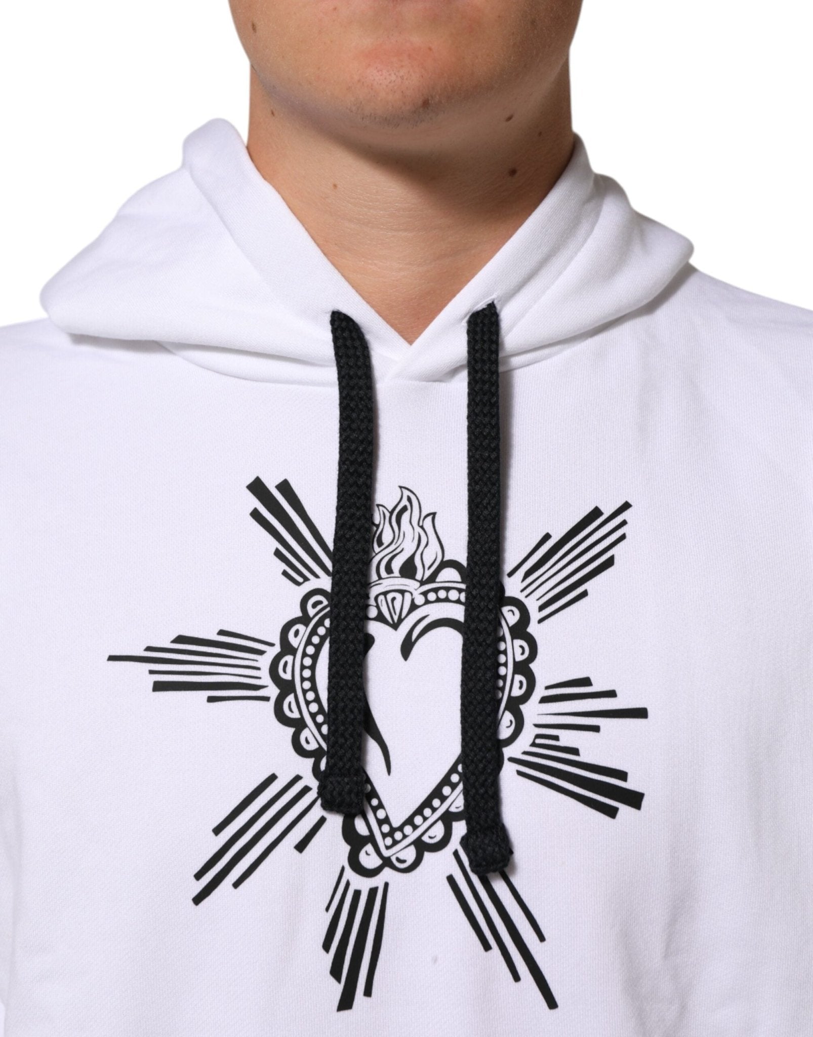 Dolce & Gabbana White Sacred Heart Hooded Sweatshirt Sweater - RIMODA