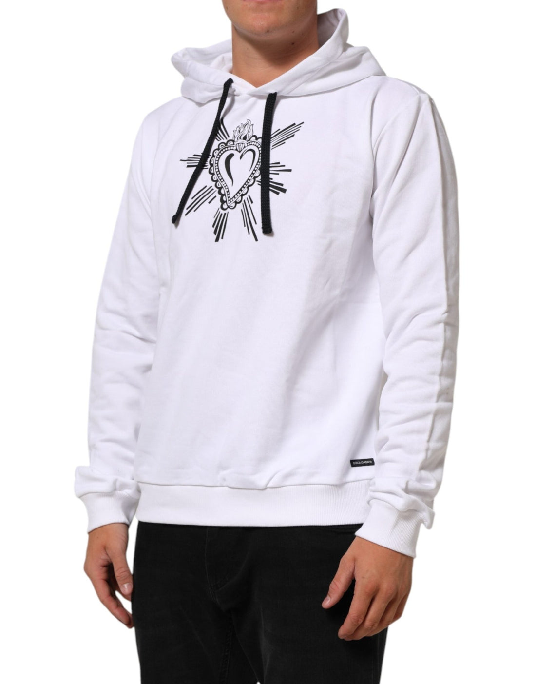 Dolce & Gabbana White Sacred Heart Hooded Sweatshirt Sweater - RIMODA