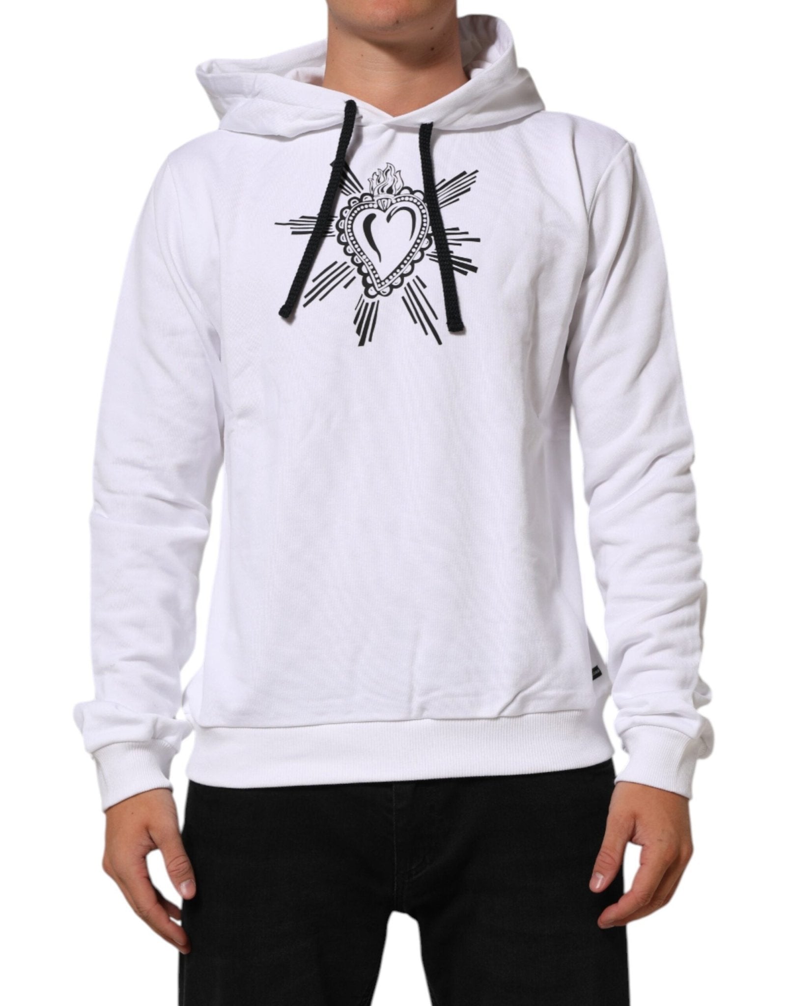 Dolce & Gabbana White Sacred Heart Hooded Sweatshirt Sweater - RIMODA