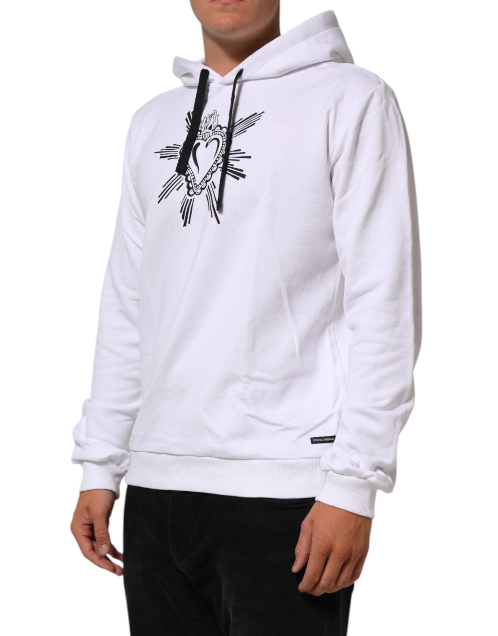 Dolce & Gabbana White Sacred Heart Hooded Sweatshirt Sweater - RIMODA