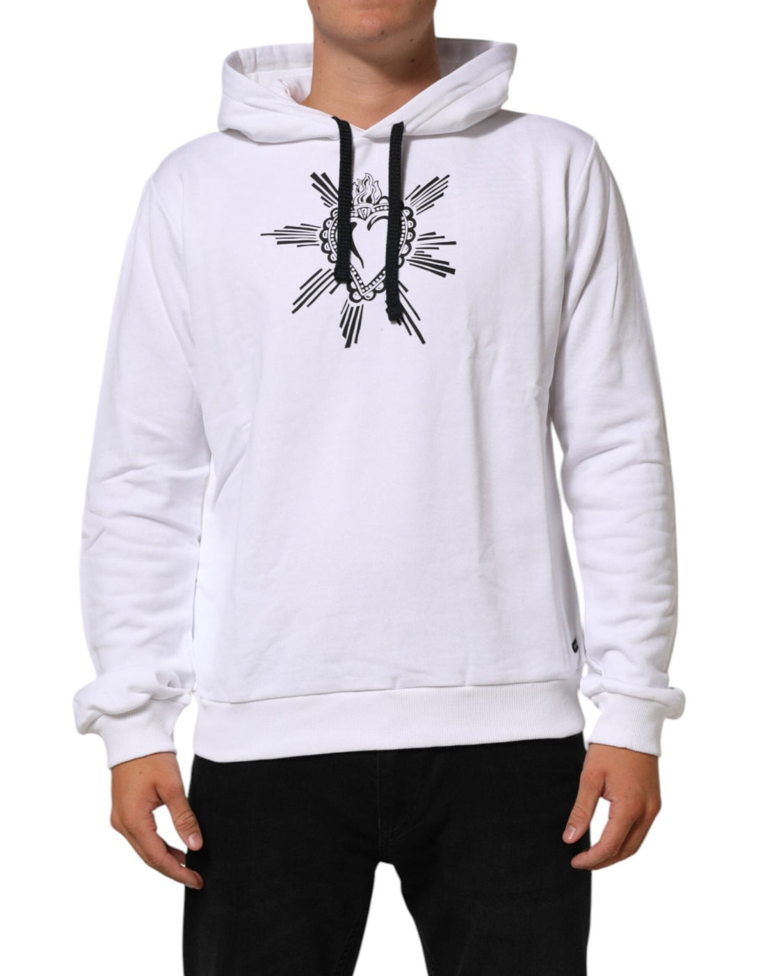 Dolce & Gabbana White Sacred Heart Hooded Sweatshirt Sweater - RIMODA