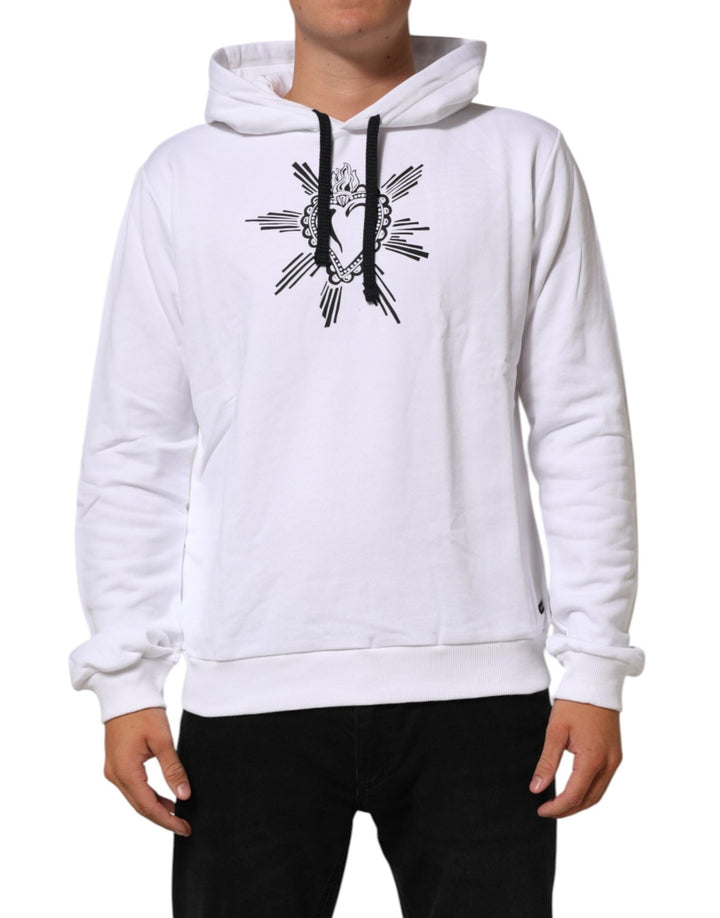 Dolce & Gabbana White Sacred Heart Hooded Sweatshirt Sweater - RIMODA