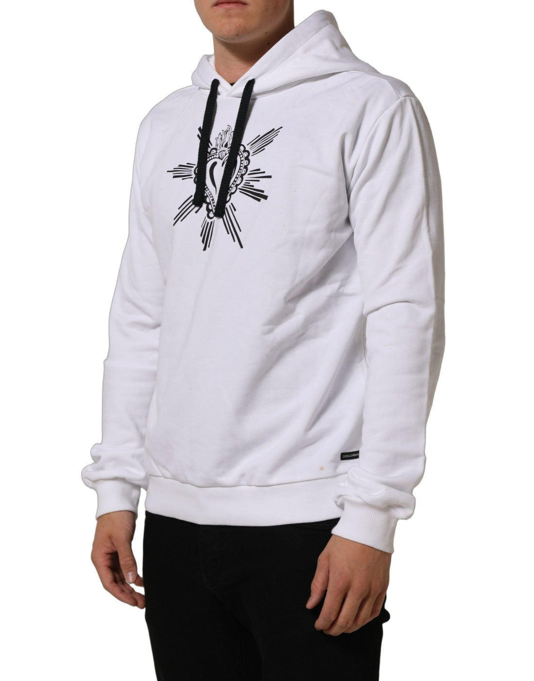Dolce & Gabbana White Sacred Heart Hooded Sweatshirt Sweater - RIMODA