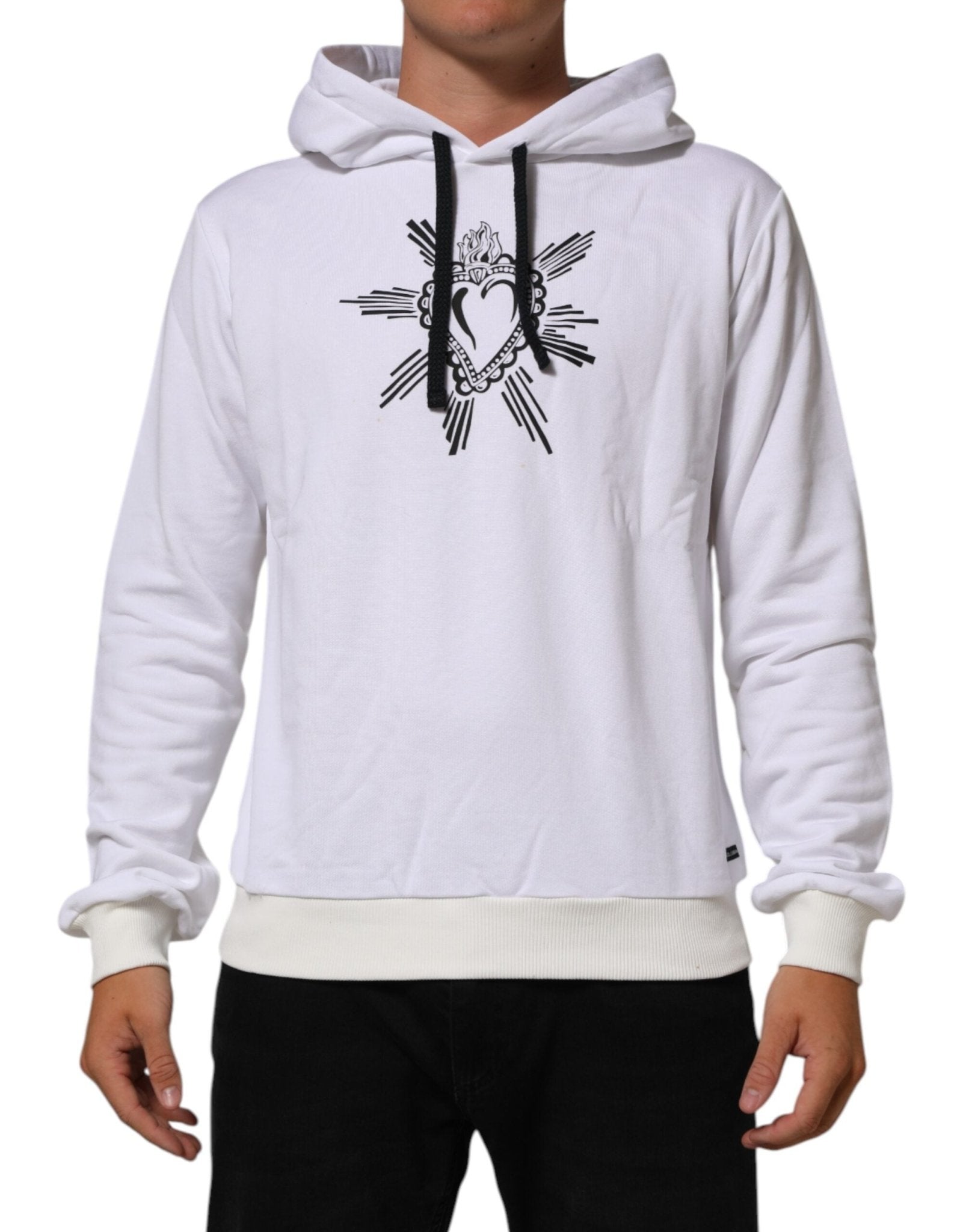 Dolce & Gabbana White Sacred Heart Hooded Sweatshirt Sweater - RIMODA