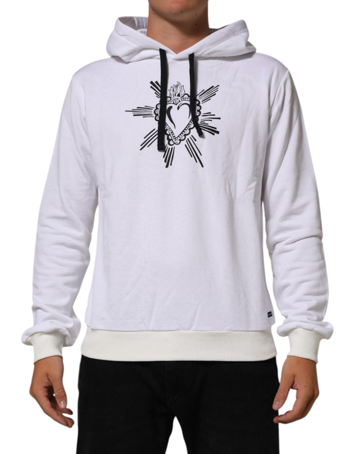 Dolce & Gabbana White Sacred Heart Hooded Sweatshirt Sweater - RIMODA