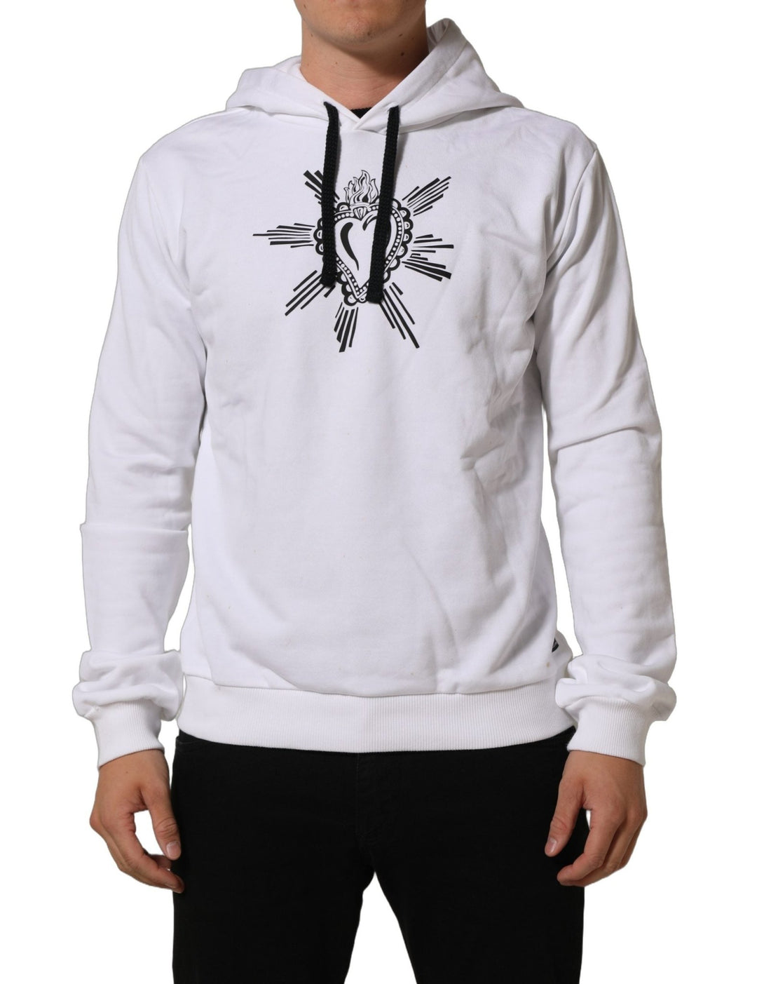 Dolce & Gabbana White Sacred Heart Hooded Sweatshirt Sweater - RIMODA