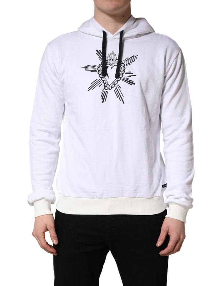 Dolce & Gabbana White Sacred Heart Hooded Sweatshirt Sweater - RIMODA