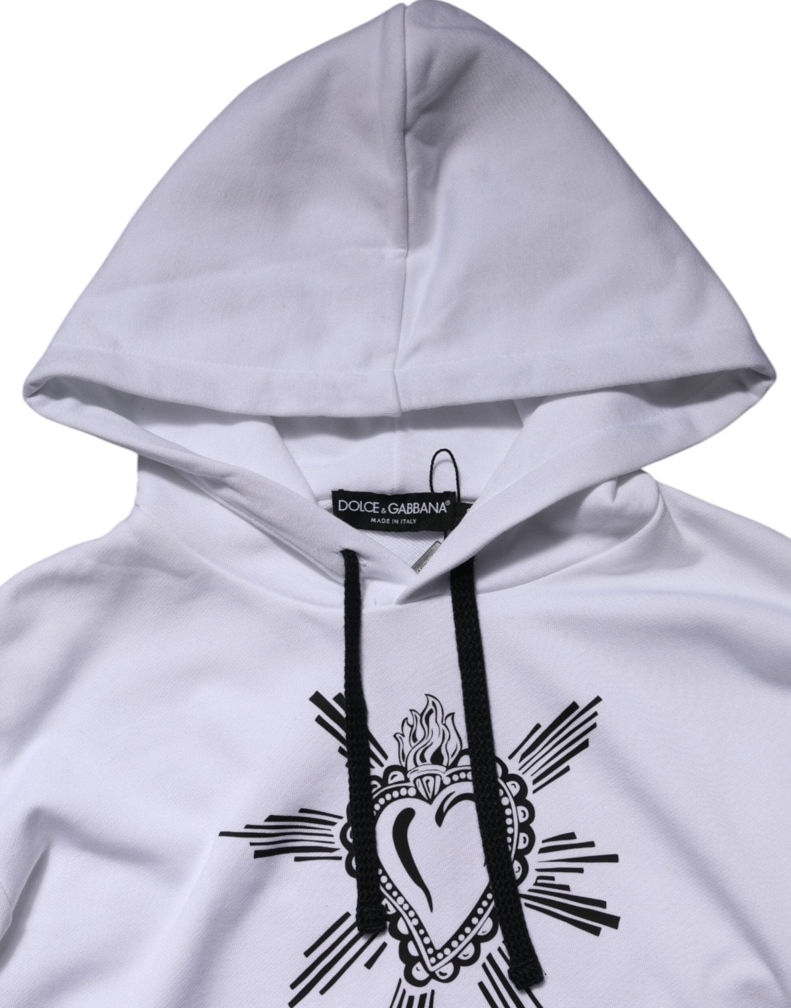 Dolce & Gabbana White Sacred Heart Hooded Sweatshirt Sweater - RIMODA