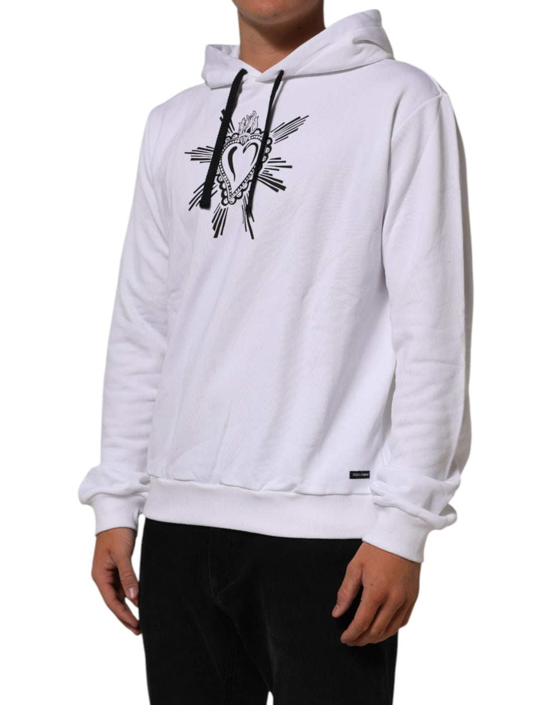 Dolce & Gabbana White Sacred Heart Hooded Sweatshirt Sweater - RIMODA