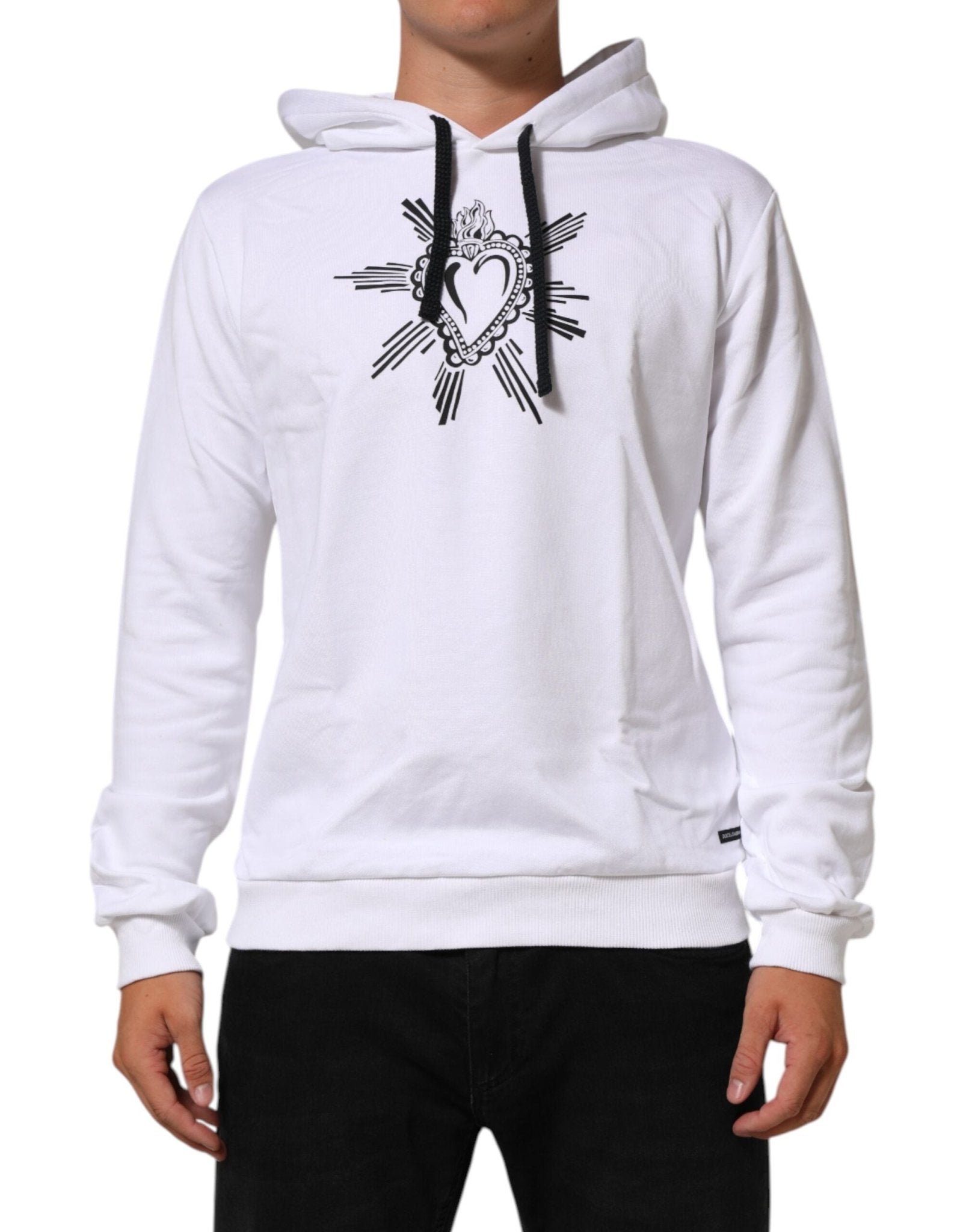 Dolce & Gabbana White Sacred Heart Hooded Sweatshirt Sweater - RIMODA