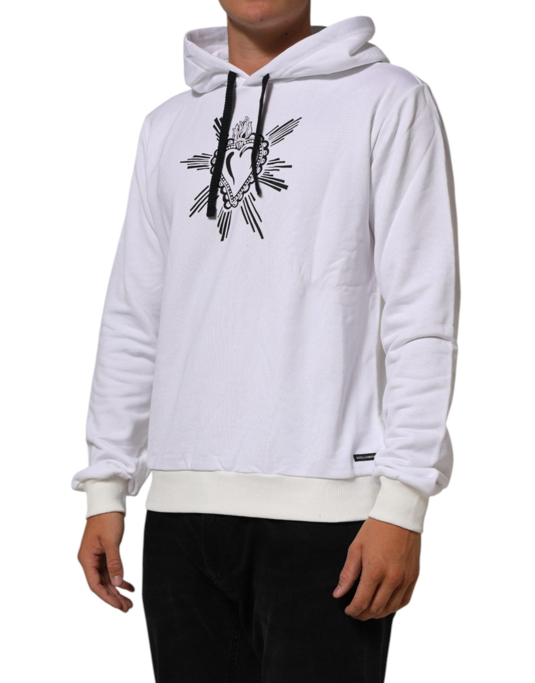 Dolce & Gabbana White Sacred Heart Hooded Sweatshirt Sweater - RIMODA