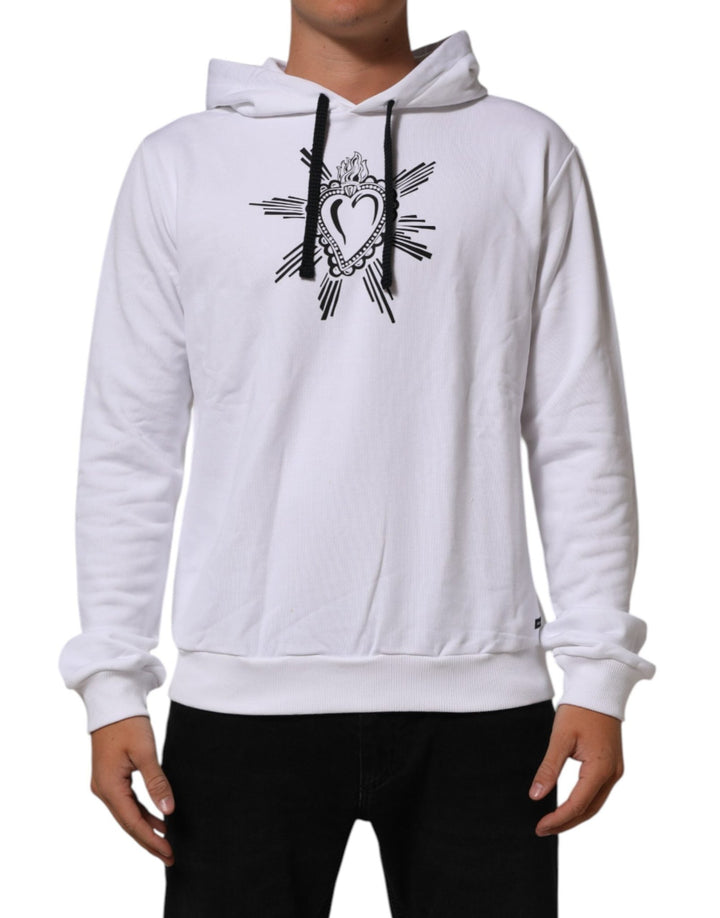 Dolce & Gabbana White Sacred Heart Hooded Sweatshirt Sweater - RIMODA