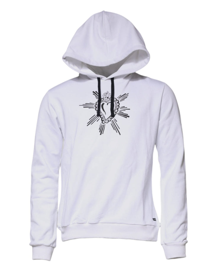 Dolce & Gabbana White Sacred Heart Hooded Sweatshirt Sweater - RIMODA