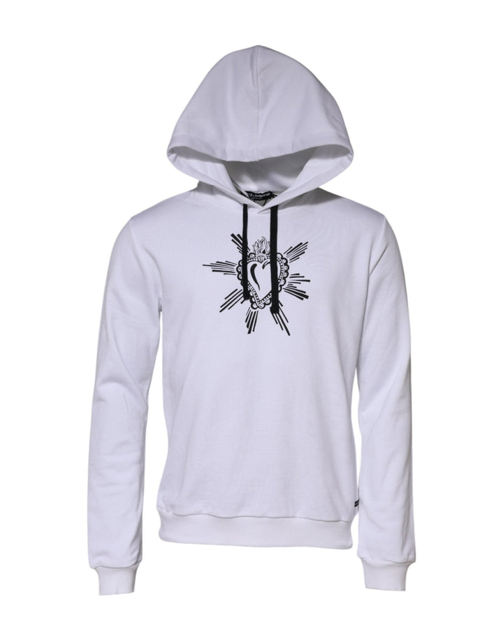 Dolce & Gabbana White Sacred Heart Hooded Sweatshirt Sweater - RIMODA