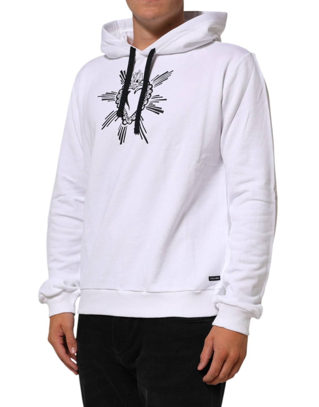 Dolce & Gabbana White Sacred Heart Hooded Sweatshirt Sweater - RIMODA