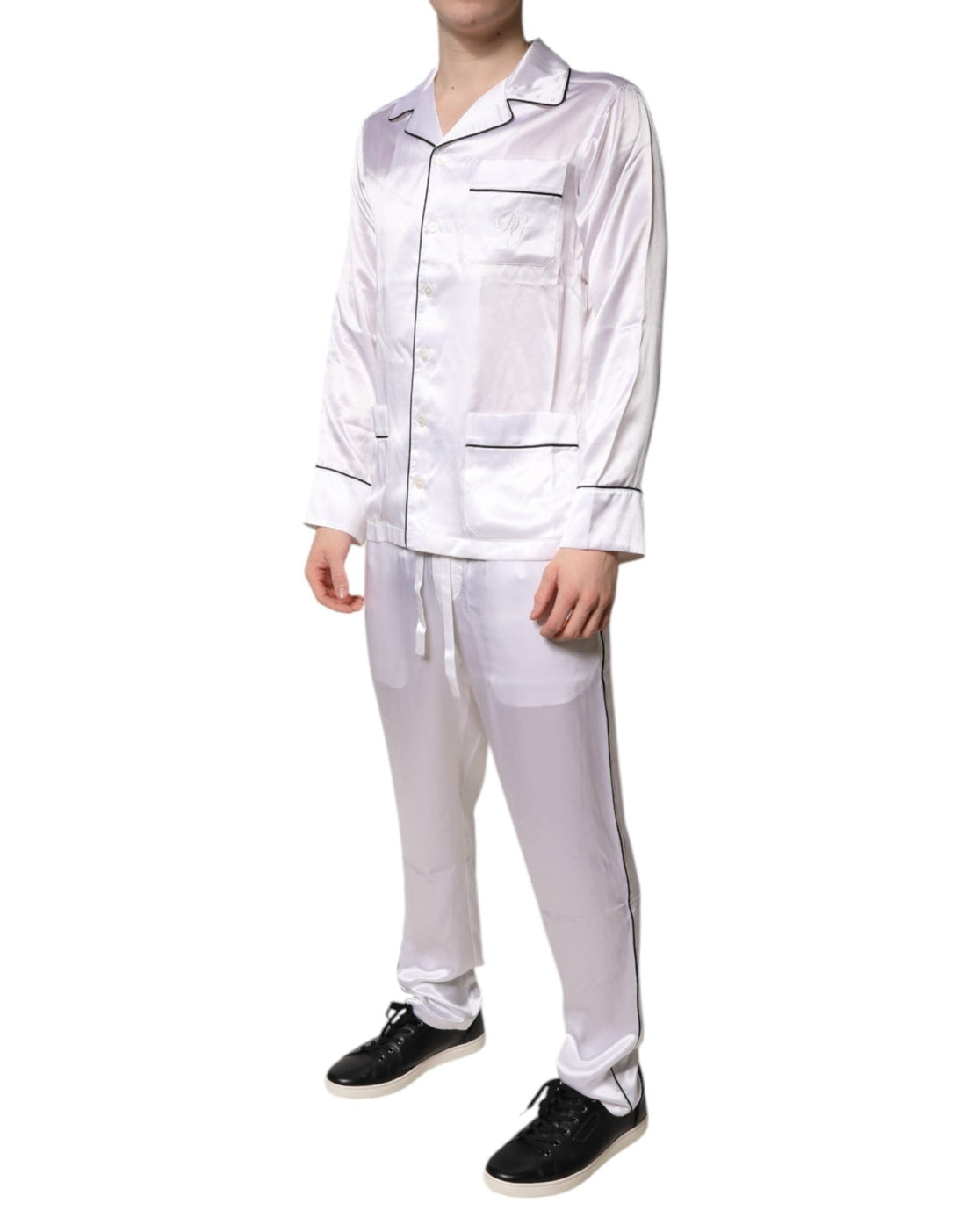 Dolce & Gabbana White Satin Silk Men Pajama Set Sleepwear - RIMODA