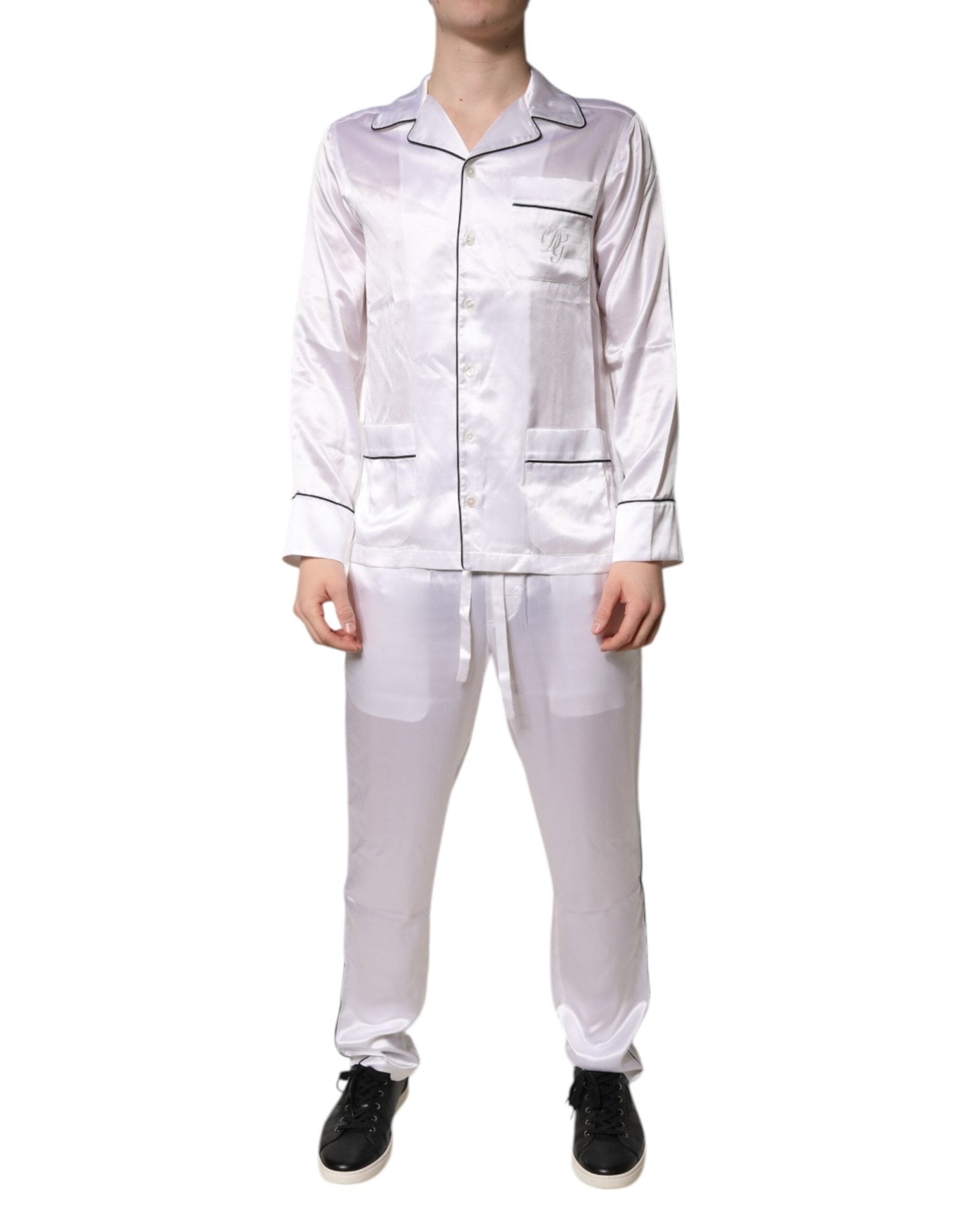 Dolce & Gabbana White Satin Silk Men Pajama Set Sleepwear - RIMODA