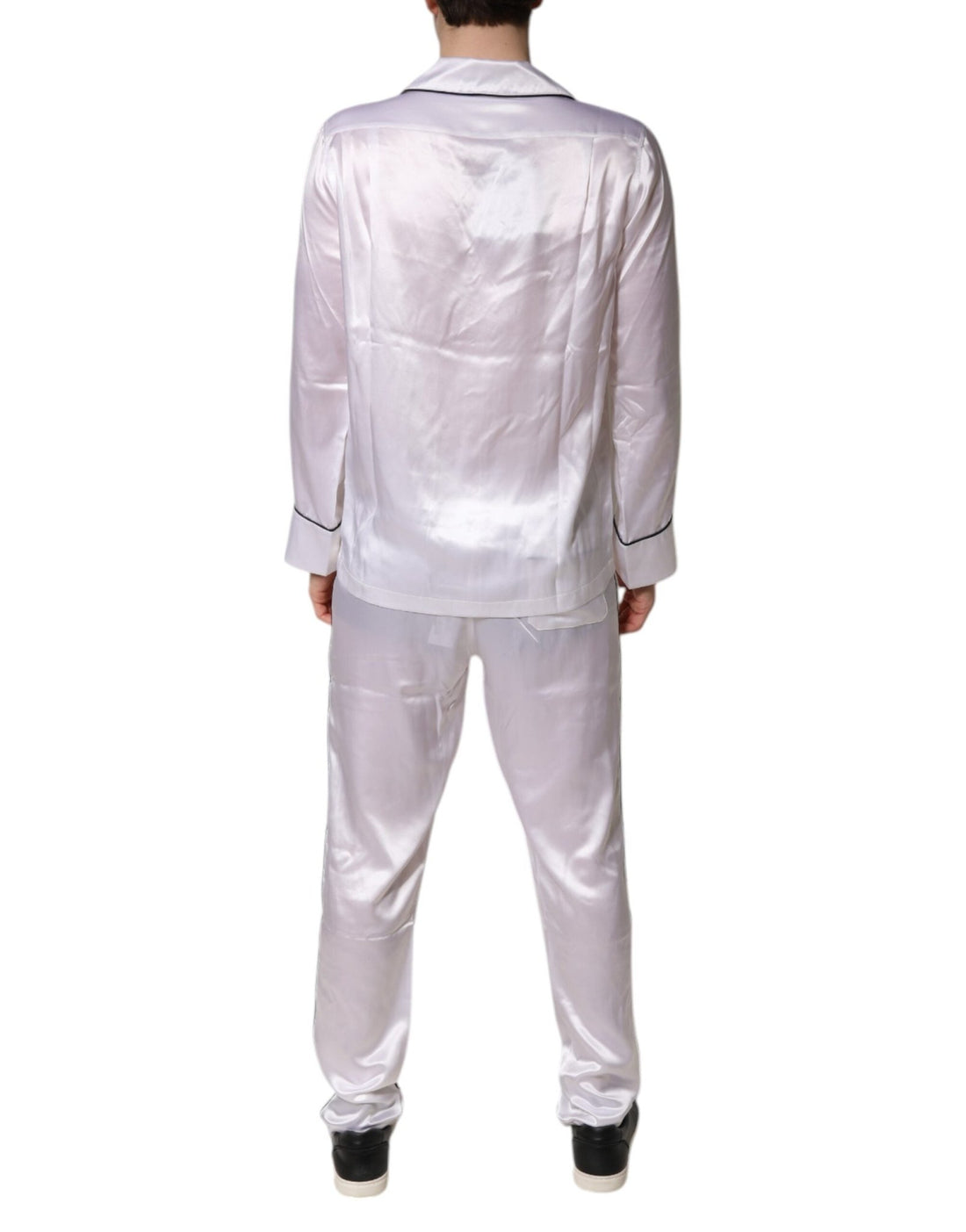 Dolce & Gabbana White Satin Silk Men Pajama Set Sleepwear - RIMODA